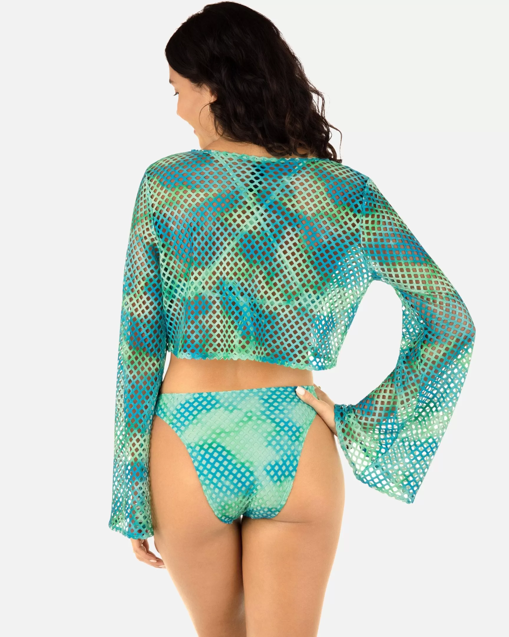 Color Wash Mesh Long Sleeve Crop Top*Hurley Discount