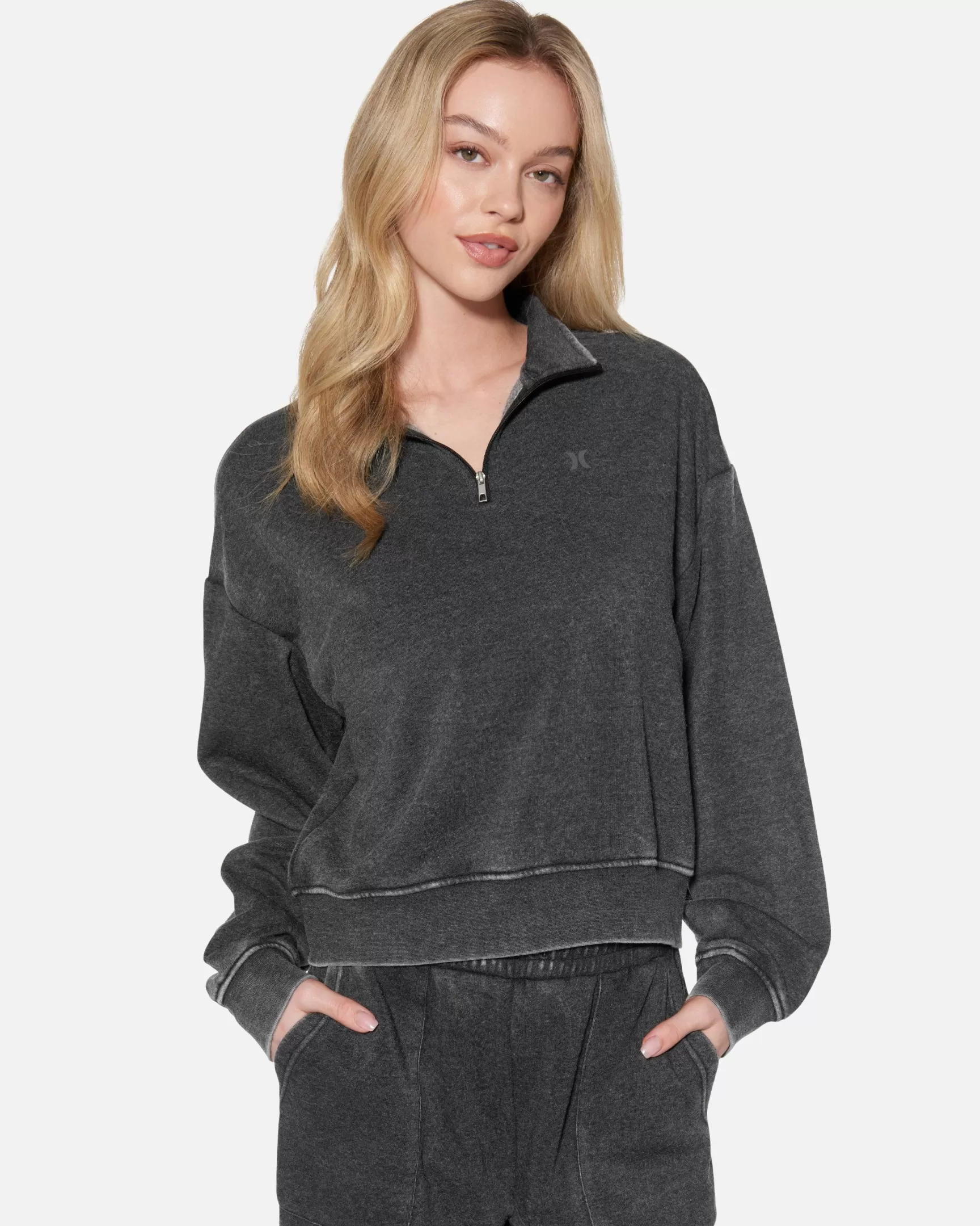 Essential Burnout Fleece Half Zip Sweatshirt*Hurley New