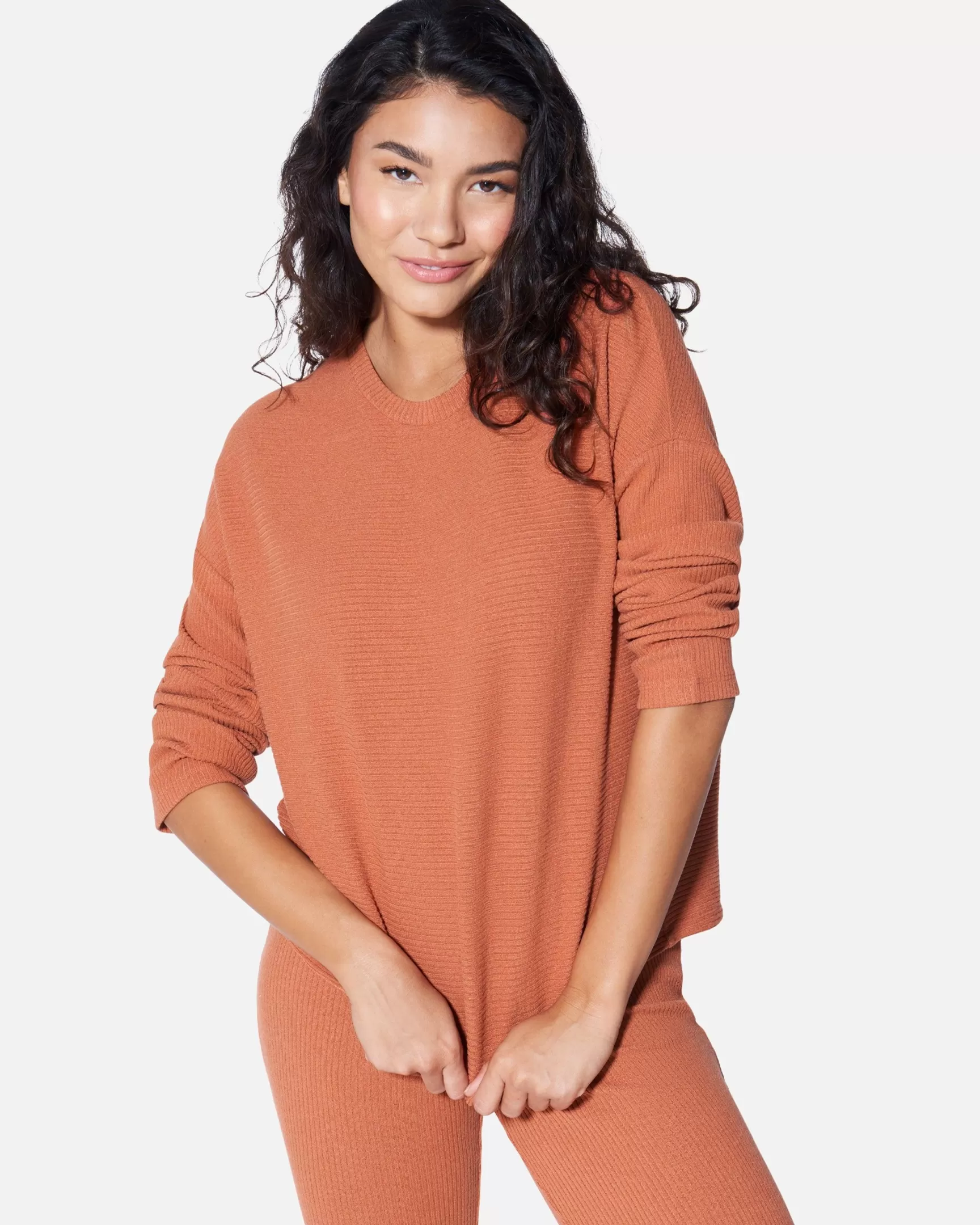 ESSENTIAL FLEECE RIBBED LONG SLEEVE TOP*Hurley Cheap