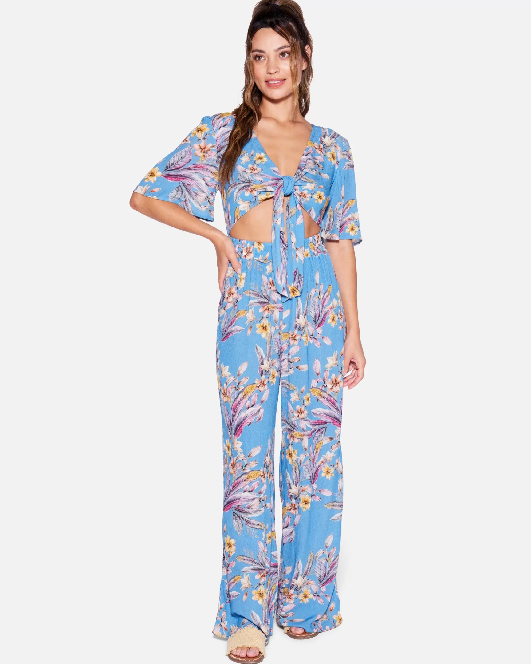 Flora Tie Front Jumpsuit*Hurley Flash Sale