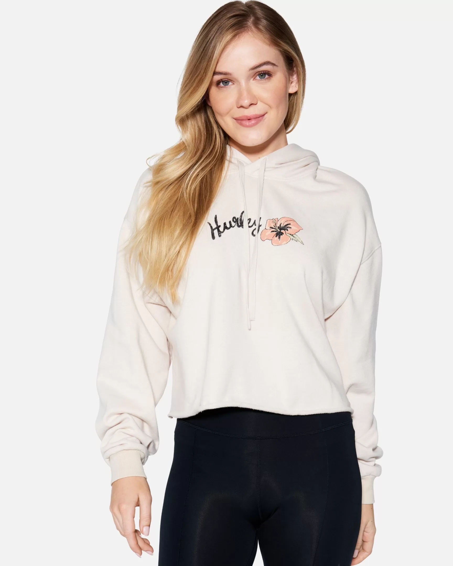 FLOWER TUBING CROPPED RAW HOODIE*Hurley Outlet