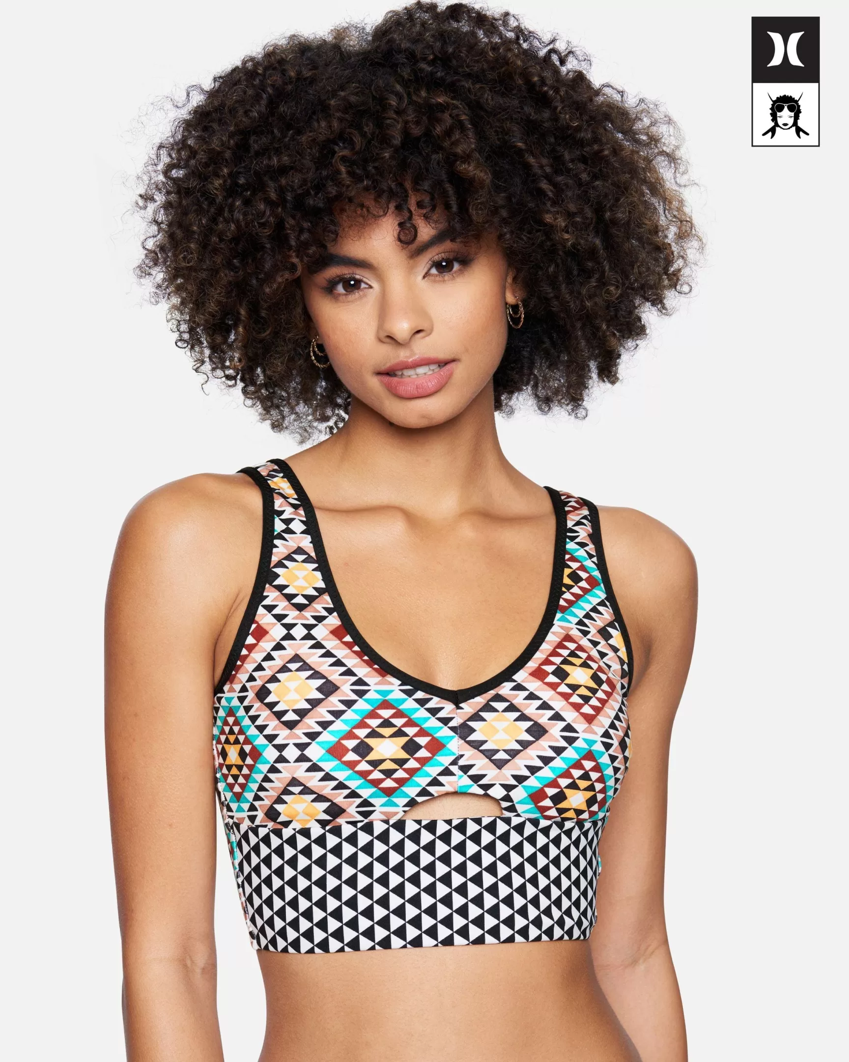 X Black Girls Surf Max Long Line Bikini Top*Hurley New