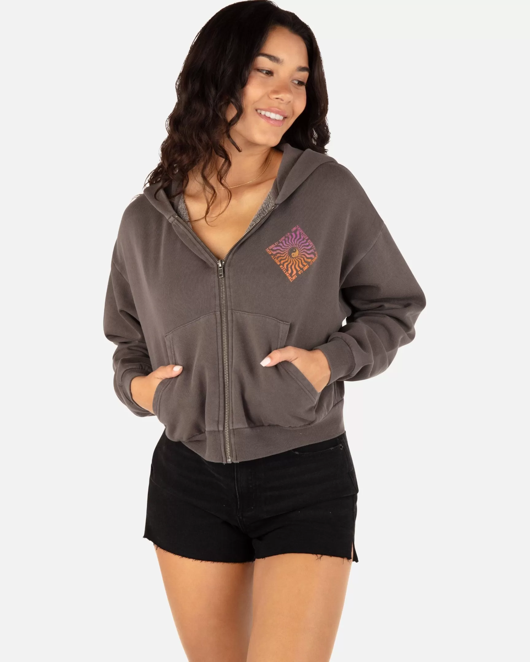 In Balance Crop Zip Up Hoodie*Hurley Best Sale