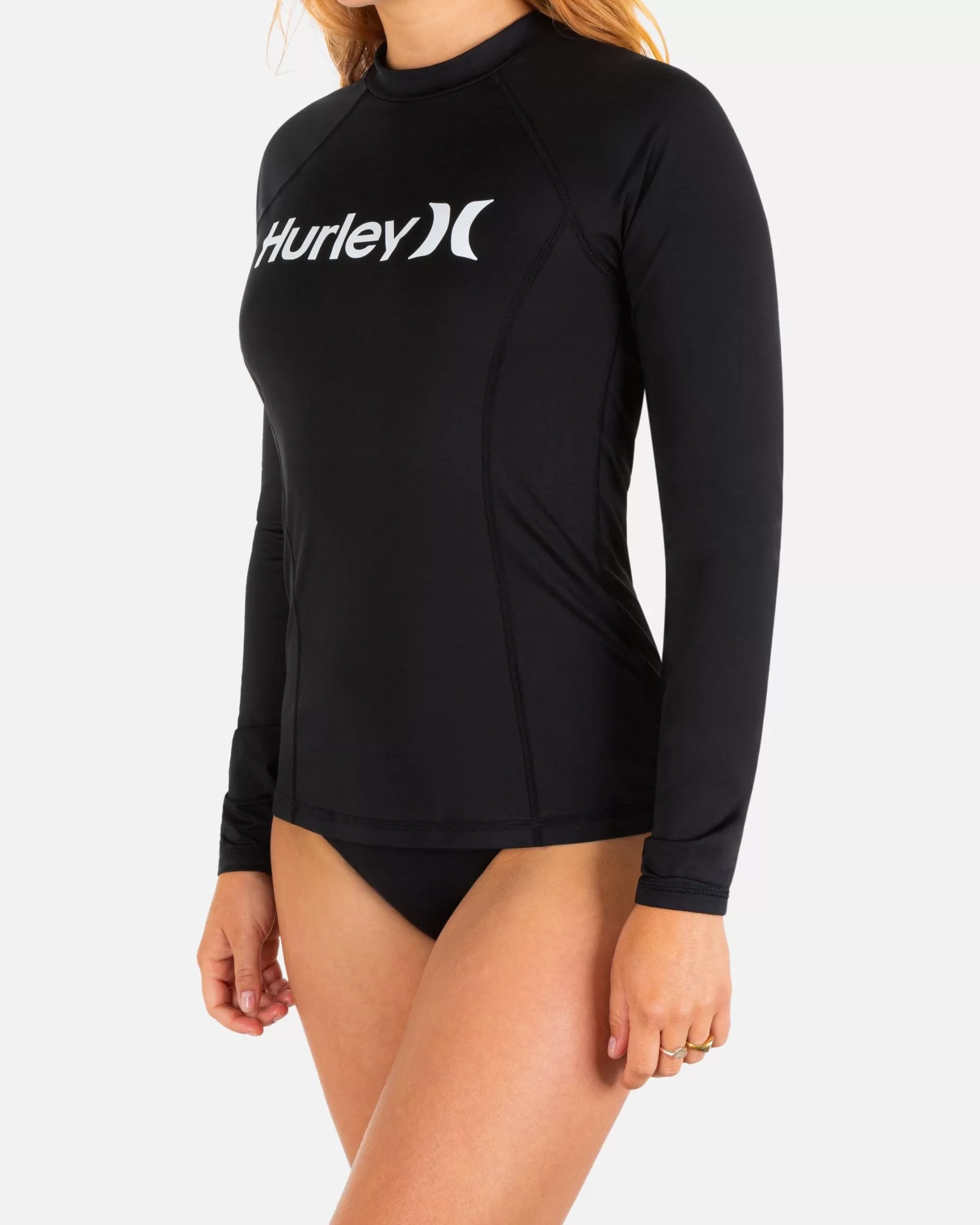 One And Only Solid Mock Neck Long Sleeve Rashguard*Hurley Hot