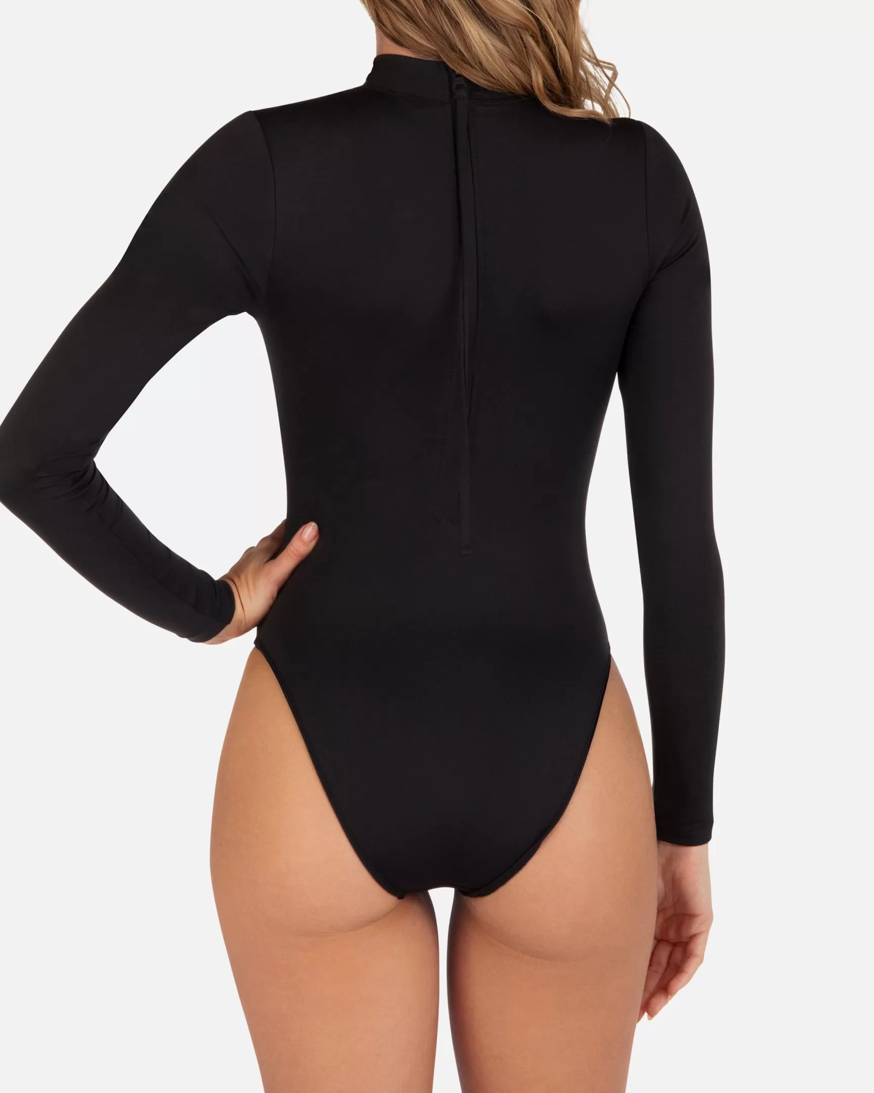 One And Only Solid Mock Neck Zip Back Moderate Surf Suit*Hurley Cheap
