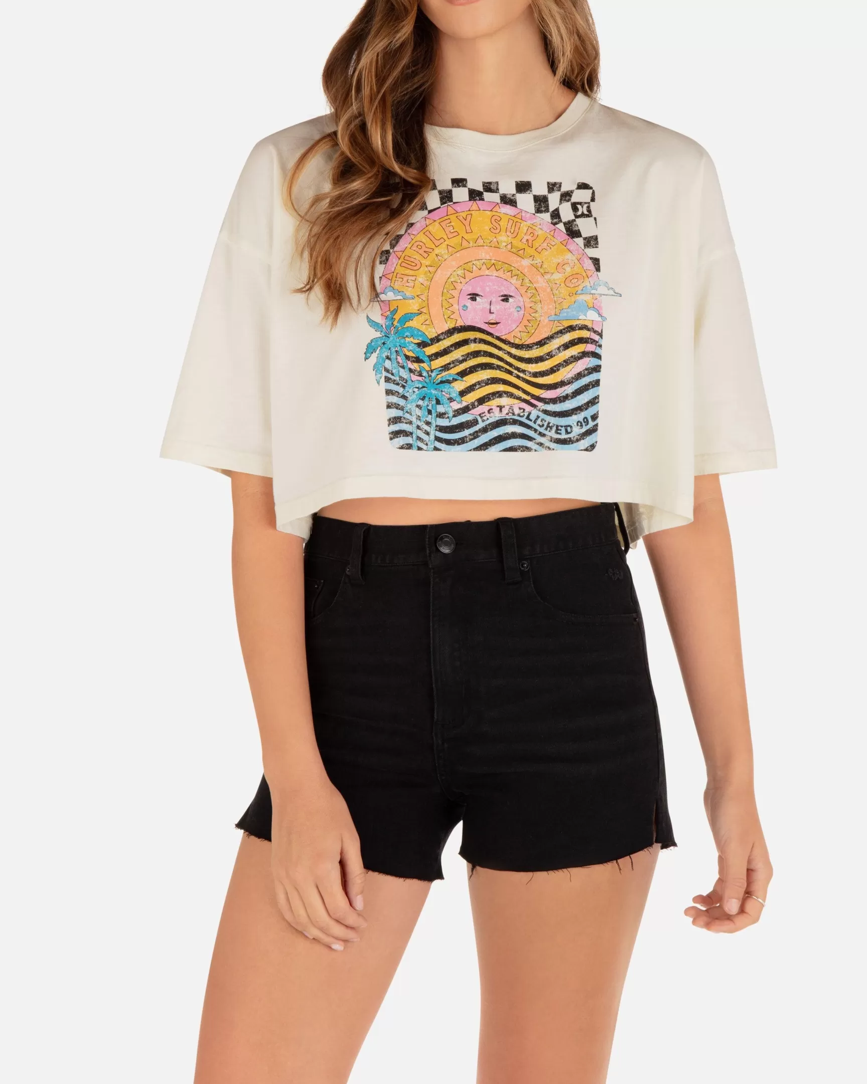 Psychedelic Surf Boyfriend Cropped Tee*Hurley New