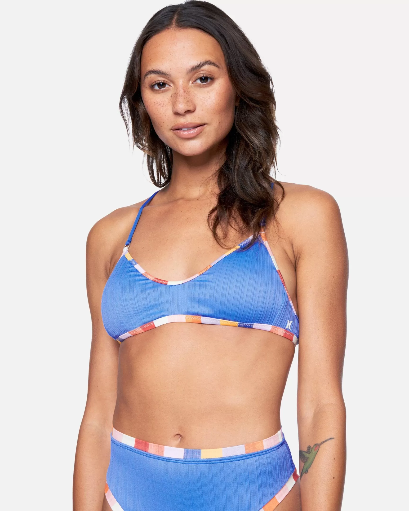 Retro Block Cross Back Bikini Top*Hurley Flash Sale