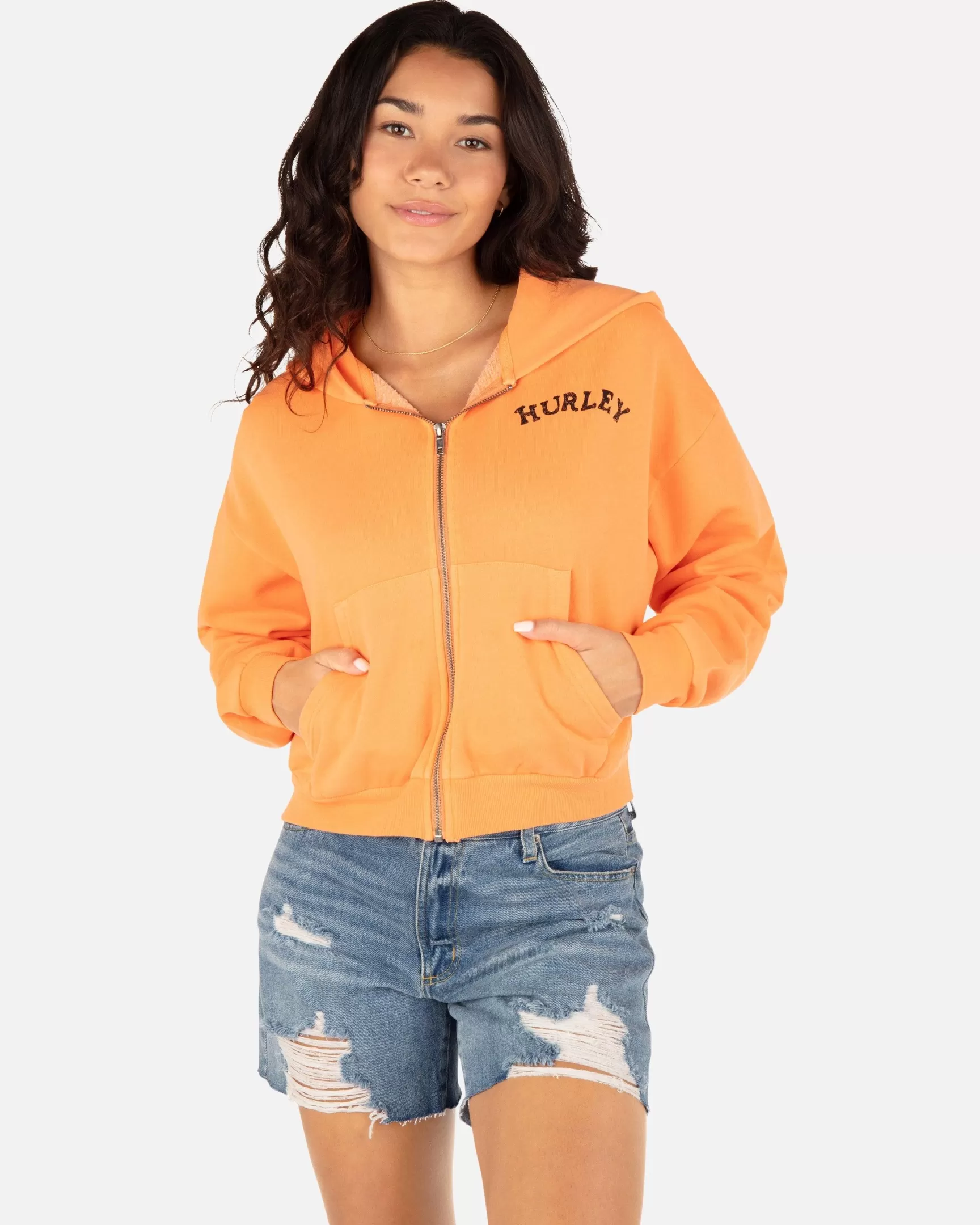 Sabertooth Crop Zip Up Hoodie*Hurley Flash Sale