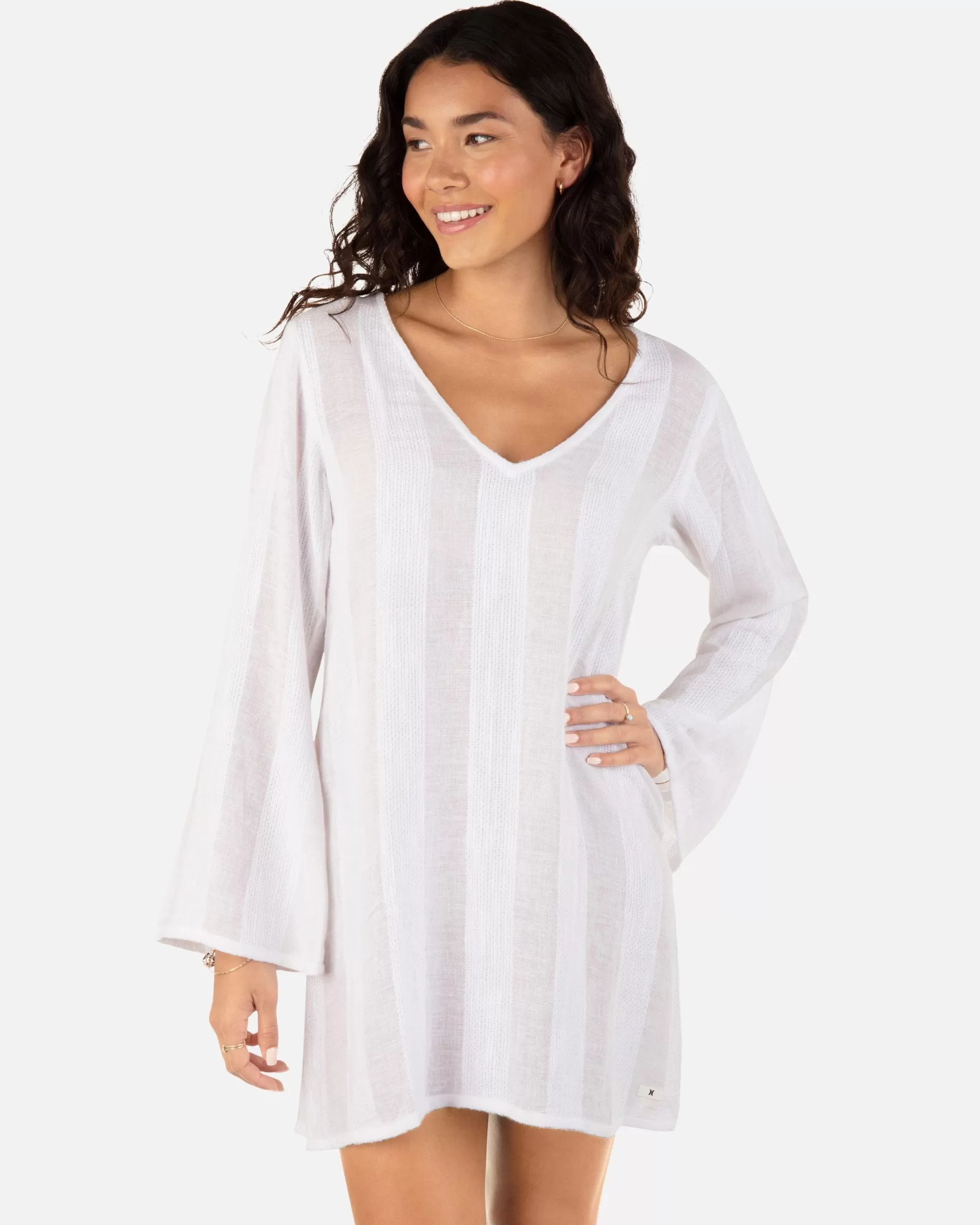 Stripe Gauze Long Sleeve Tunic*Hurley Outlet