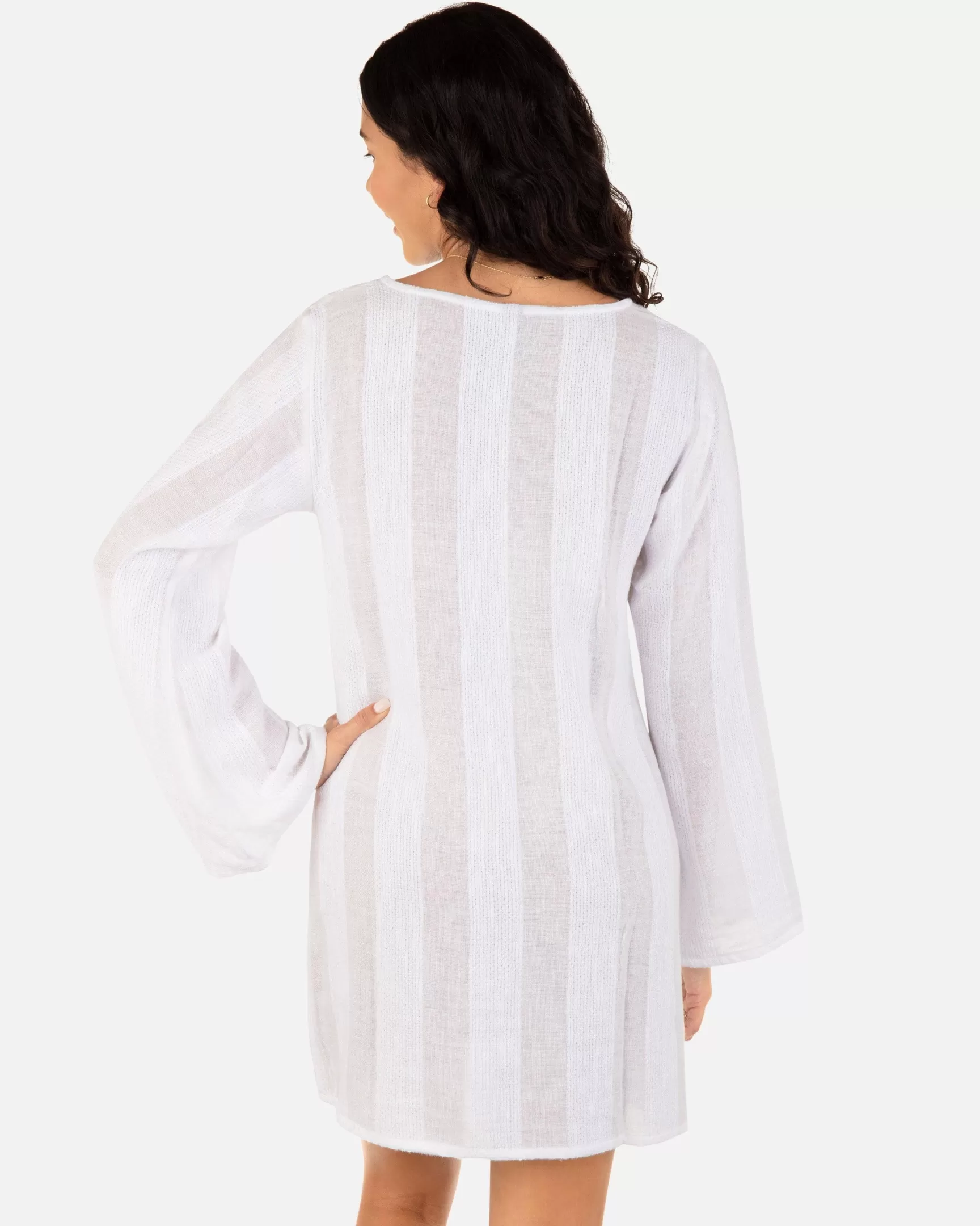 Stripe Gauze Long Sleeve Tunic*Hurley Outlet