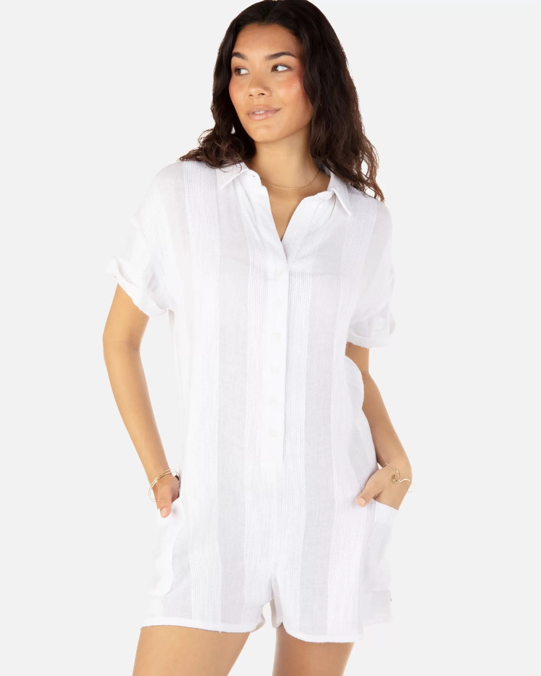 Stripe Gauze Romper*Hurley Hot